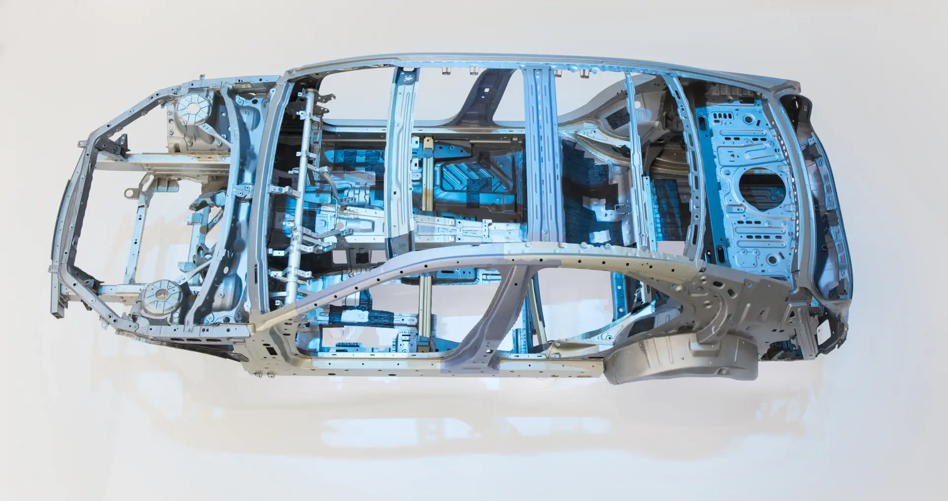 Vehicle frame structure showing unibody construction for frame repair